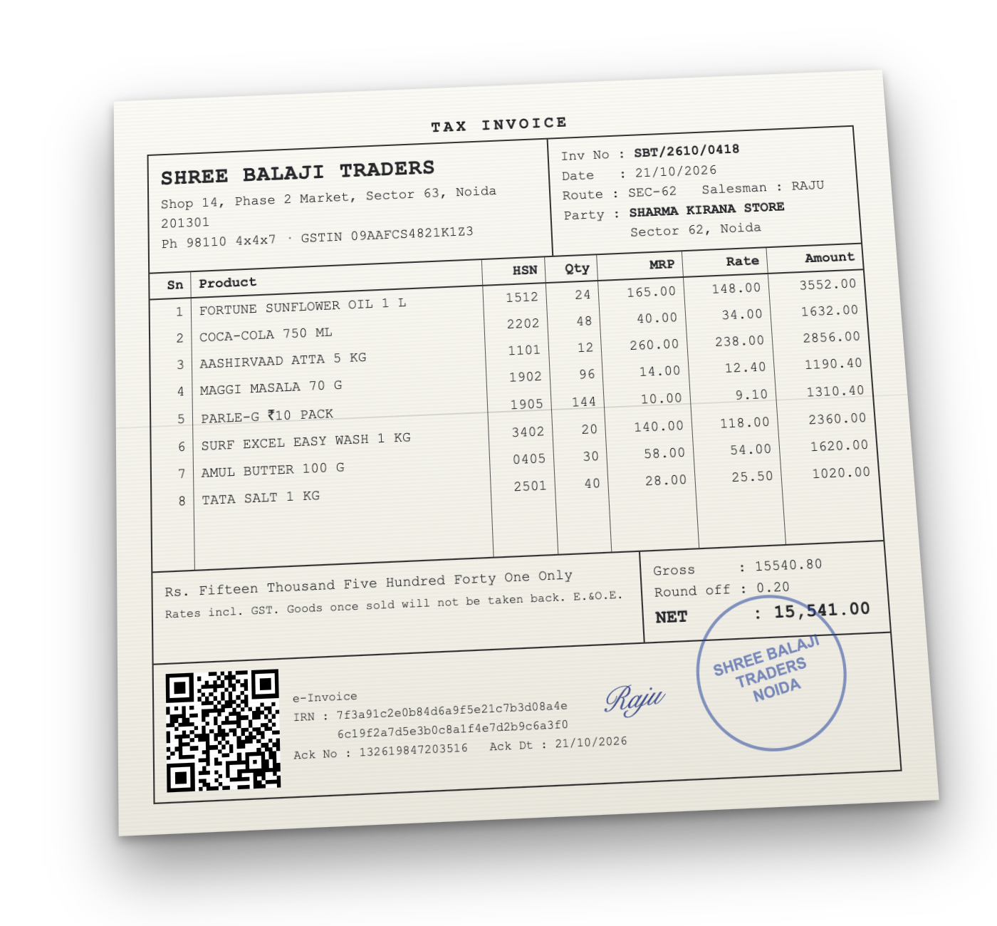 The wholesaler's bill